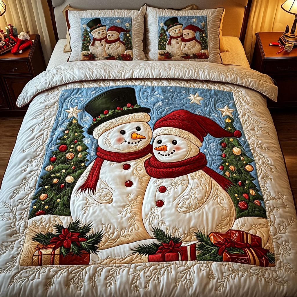 Happy Snowmen -Piece Quilted Bedding Set VH VTQ-Myprintsy