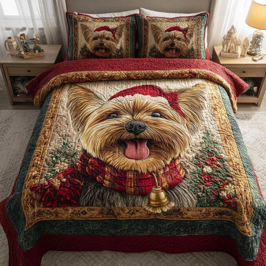 Happy Yorkshire Terrier -Piece Quilted Bedding Set VTQ-Myprintsy