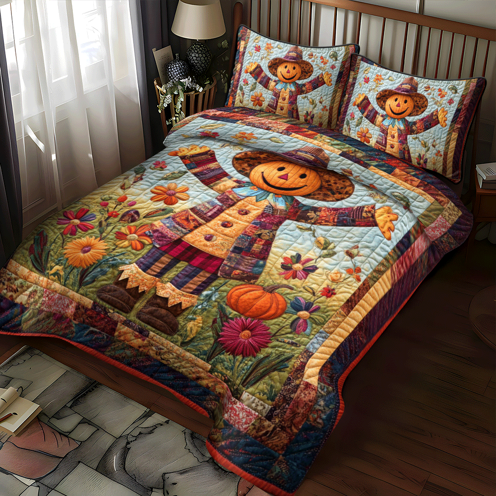 Harvest Time Scarecrow -Piece Quilted Bedding Set PD VTQ-Myprintsy