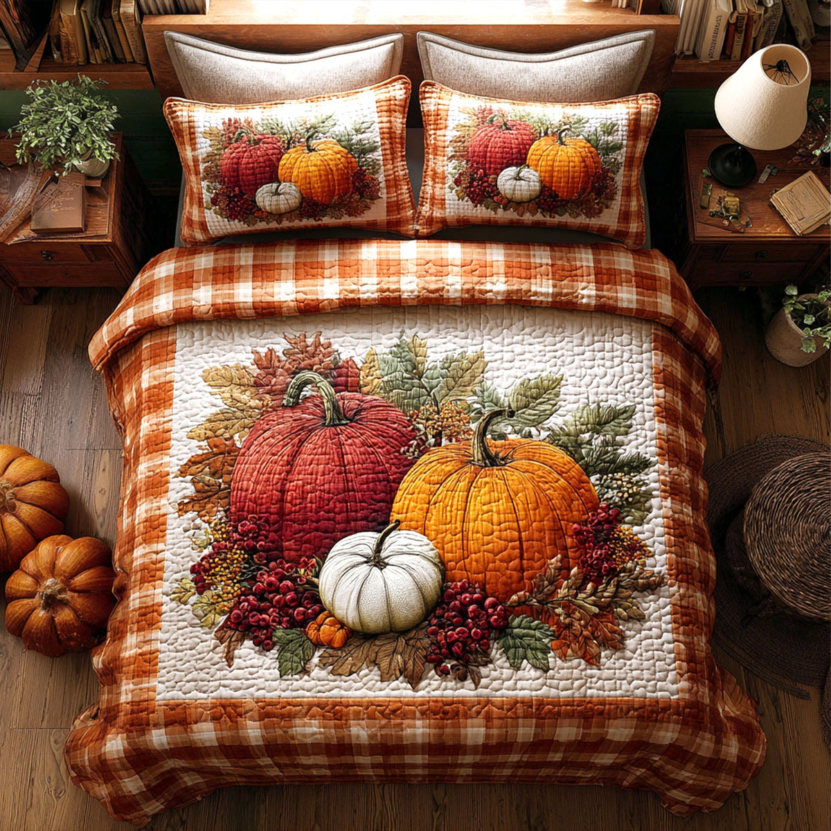 Harvest Trio -Piece Quilted Bedding Set VTQ-Myprintsy