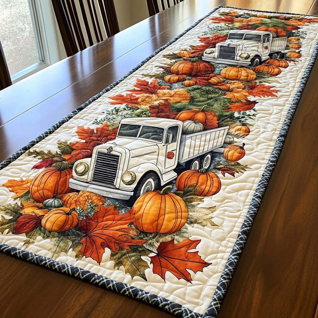 Harvest Truck Journey Quilted Table Runner VTQ-Myprintsy