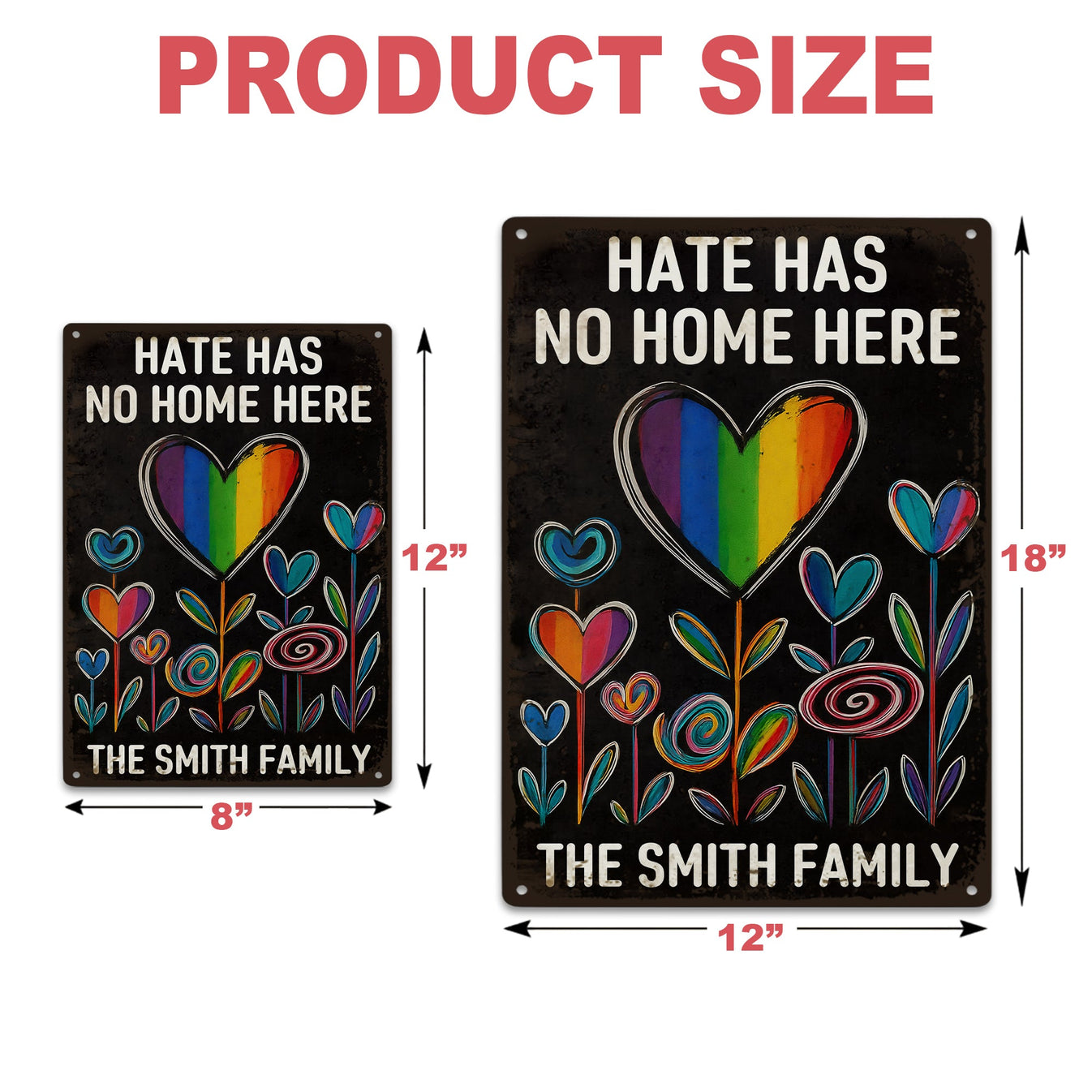 Hate Has No Home Here, Vibrant Floral - Personalized Metal Sign-Myprintsy