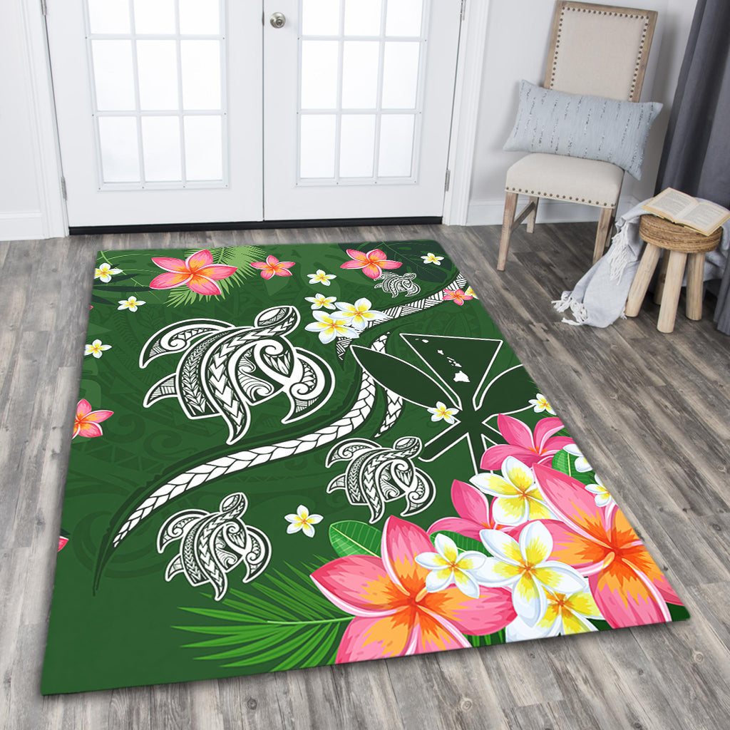 Hawaii Area Rug Aloha Island Turtle Plumeria Flower Tropical Fabric-Myprintsy