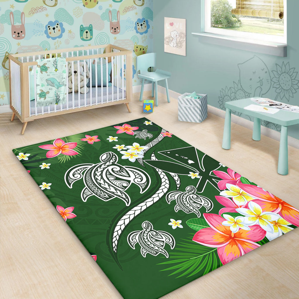 Hawaii Area Rug Aloha Island Turtle Plumeria Flower Tropical Fabric-Myprintsy