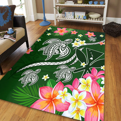 Hawaii Area Rug Aloha Island Turtle Plumeria Flower Tropical Fabric-Myprintsy