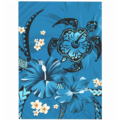 Hawaii Area Rug Blue Honu Hibiscus Island Harmony-Myprintsy