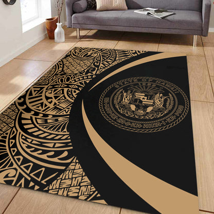 Hawaii Area Rug Coat Of Arm Lauhala Gold Circle-Myprintsy