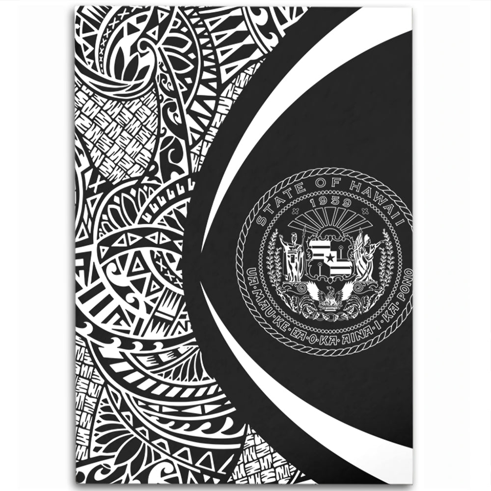 Hawaii Area Rug Coat Of Arm Lauhala White Circle-Myprintsy
