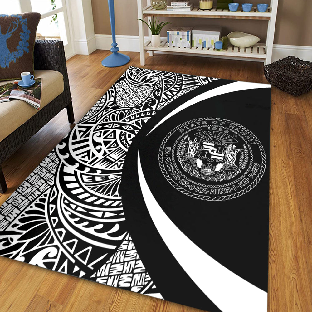 Hawaii Area Rug Coat Of Arm Lauhala White Circle-Myprintsy
