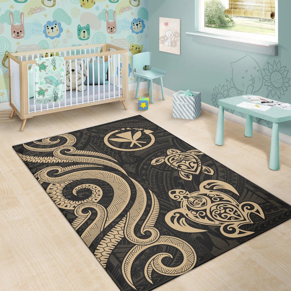 Hawaii Area Rug - Gold Tentacle Turtle-Myprintsy