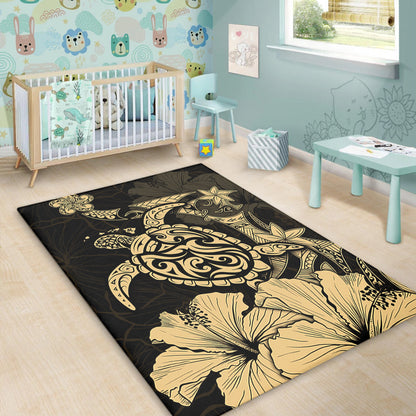 Hawaii Area Rug Golden Honu Hibiscus Serenity Style-Myprintsy