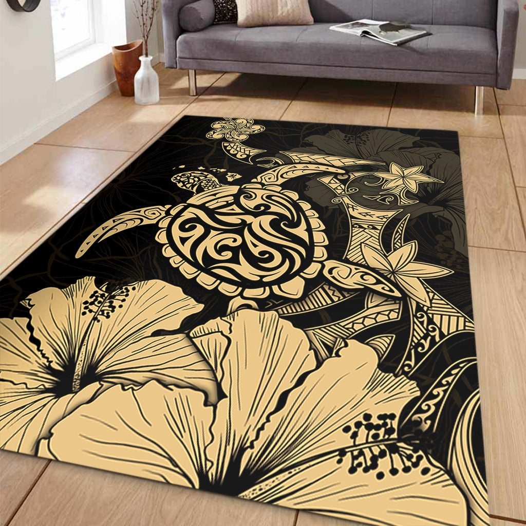Hawaii Area Rug Golden Honu Hibiscus Serenity Style-Myprintsy