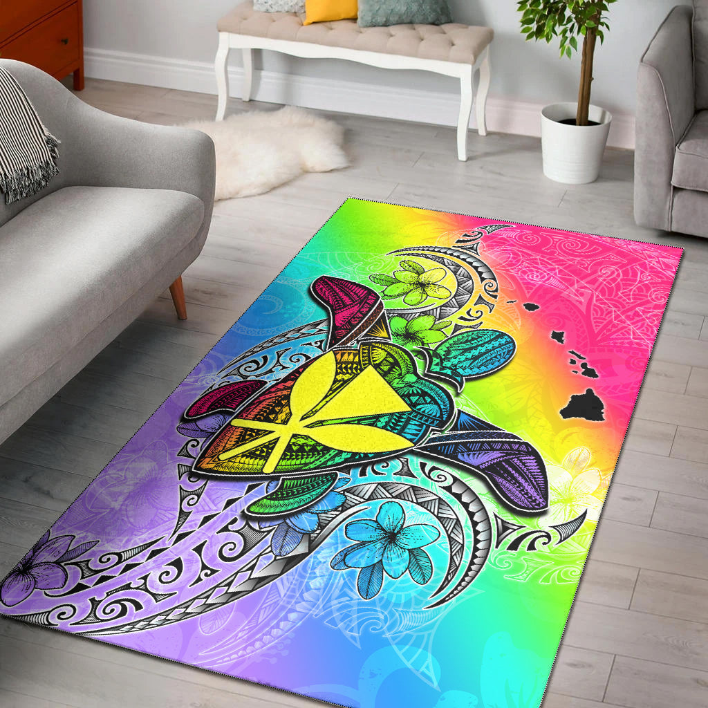 Hawaii Area Rug Hawaii Map And Turtle Tribal Patterns-Myprintsy