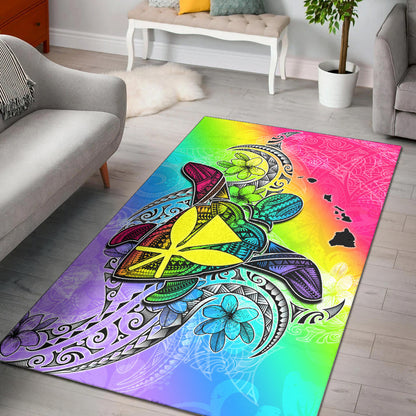 Hawaii Area Rug Hawaii Map And Turtle Tribal Patterns-Myprintsy