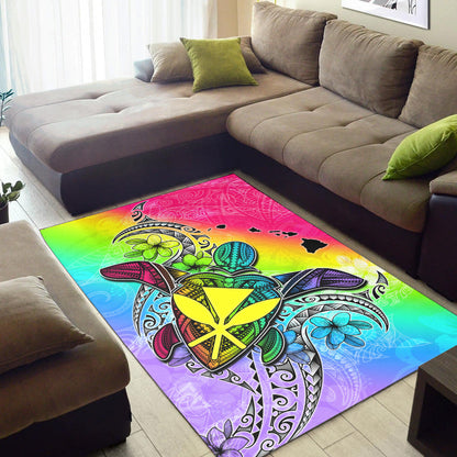Hawaii Area Rug Hawaii Map And Turtle Tribal Patterns-Myprintsy