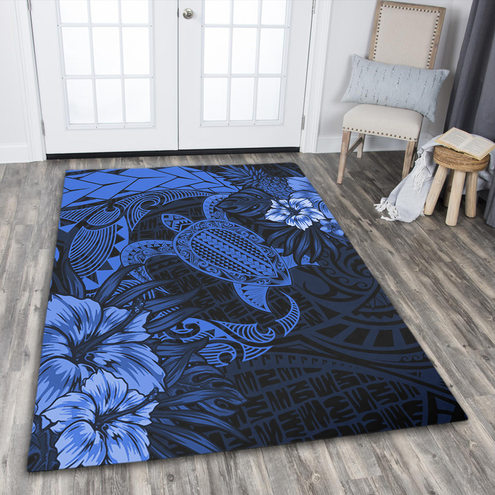 Hawaii Area Rug Hawaii Polynesian Turtle Tropical Blue-Myprintsy