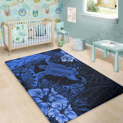 Hawaii Area Rug Hawaii Polynesian Turtle Tropical Blue-Myprintsy