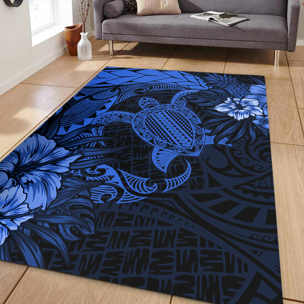 Hawaii Area Rug Hawaii Polynesian Turtle Tropical Blue-Myprintsy