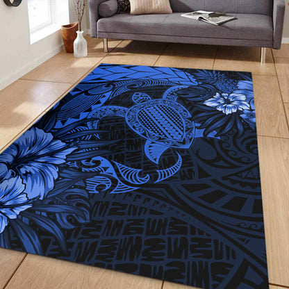 Hawaii Area Rug Hawaii Polynesian Turtle Tropical Blue-Myprintsy