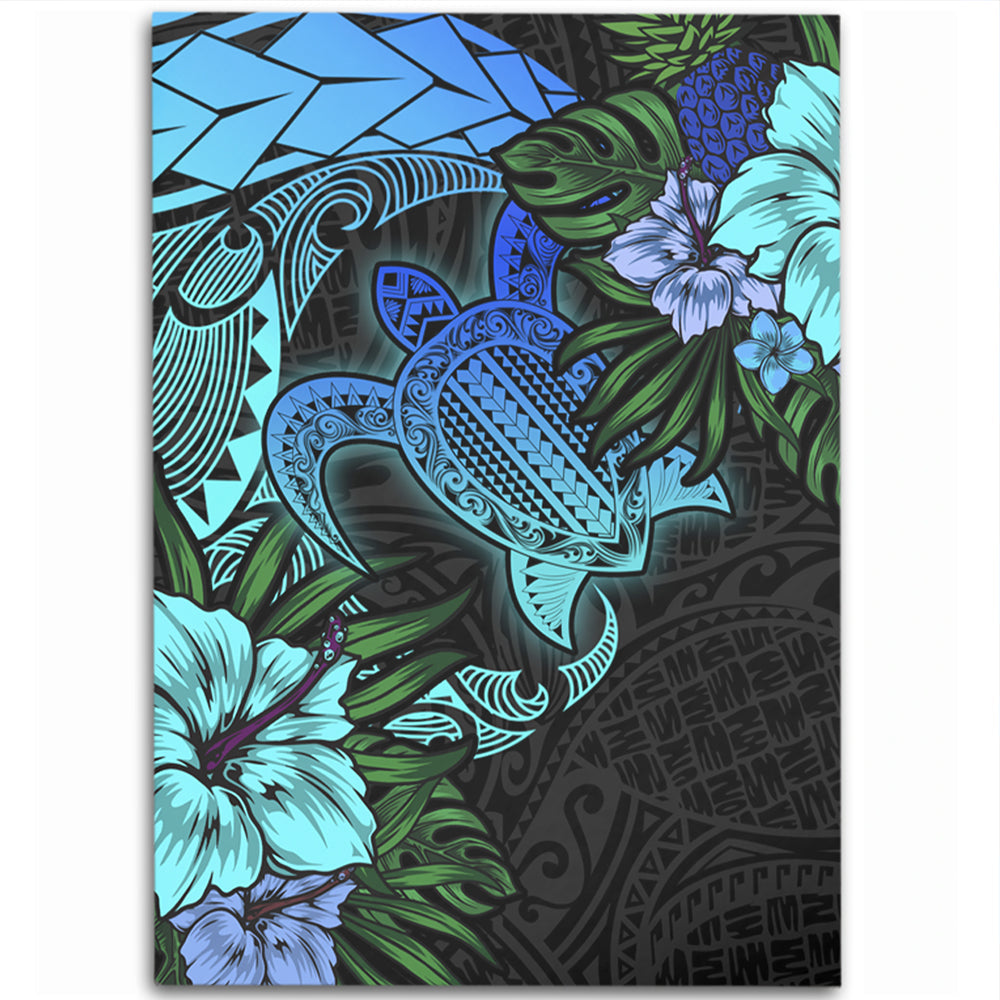 Hawaii Area Rug Hawaii Polynesian Turtle Tropical Blue Gardient Blue-Myprintsy