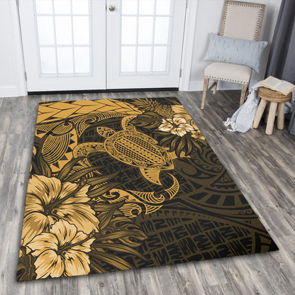 Hawaii Area Rug Hawaii Polynesian Turtle Tropical Golden-Myprintsy