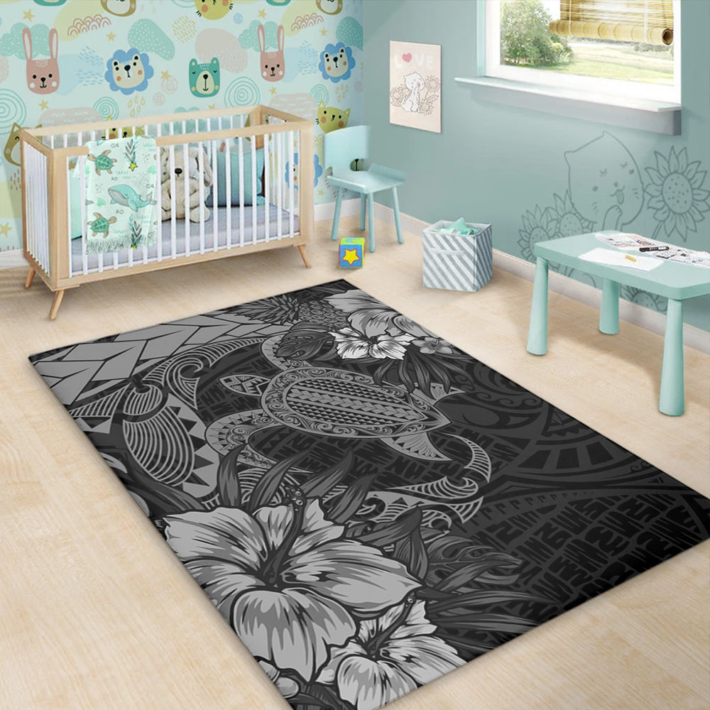 Hawaii Area Rug Hawaii Polynesian Turtle Tropical Grey-Myprintsy