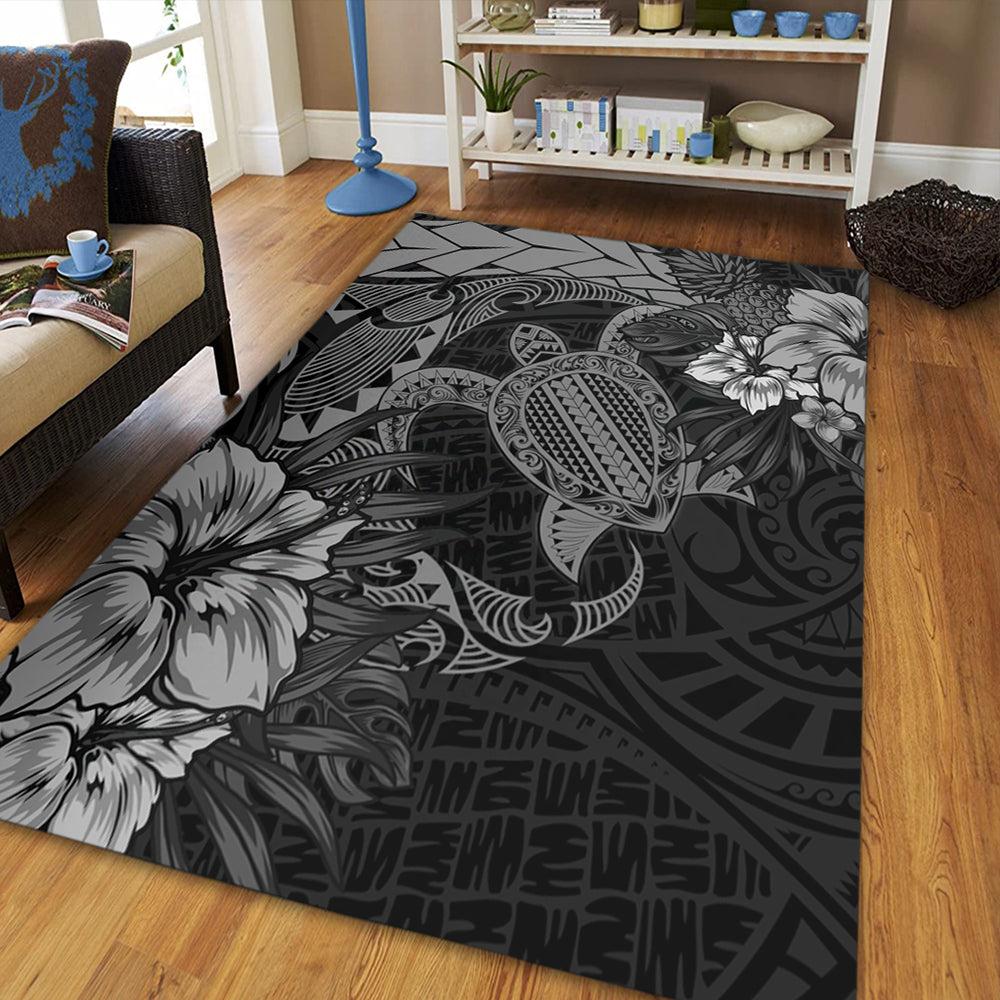 Hawaii Area Rug Hawaii Polynesian Turtle Tropical Grey-Myprintsy