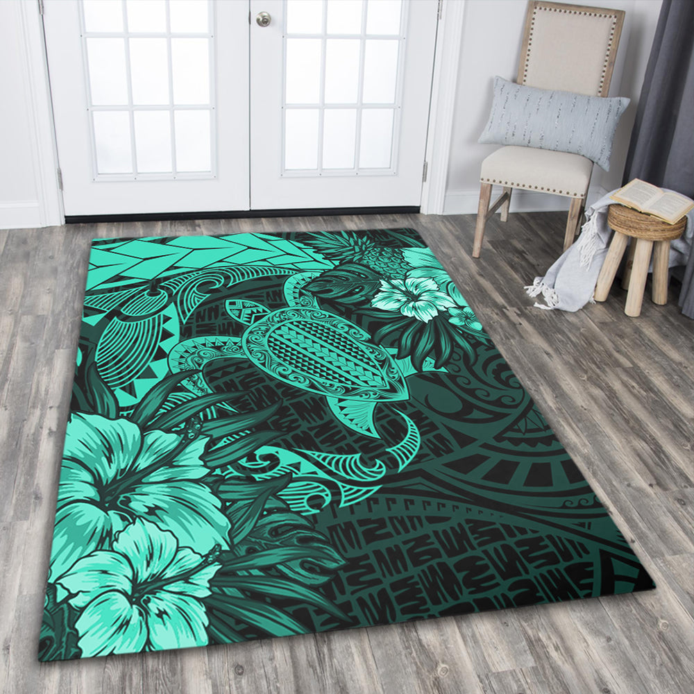 Hawaii Area Rug Hawaii Polynesian Turtle Tropical Patina Green-Myprintsy