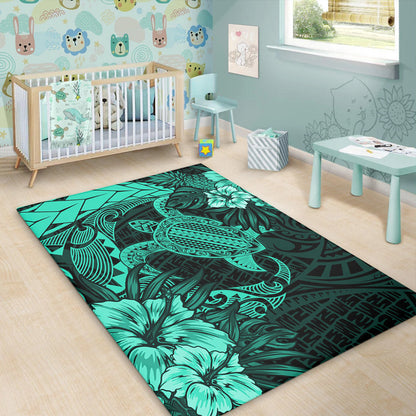 Hawaii Area Rug Hawaii Polynesian Turtle Tropical Patina Green-Myprintsy