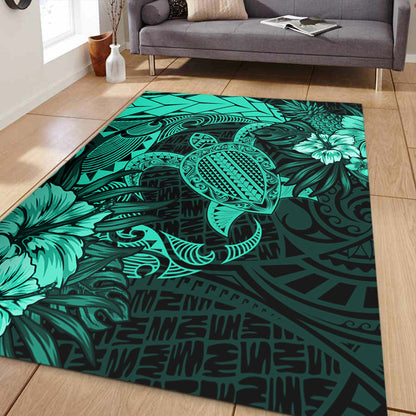 Hawaii Area Rug Hawaii Polynesian Turtle Tropical Patina Green-Myprintsy