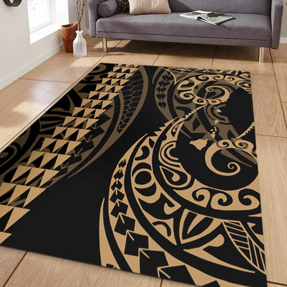 Hawaii Area Rug Hawaiian Map Kakau Style Gold-Myprintsy