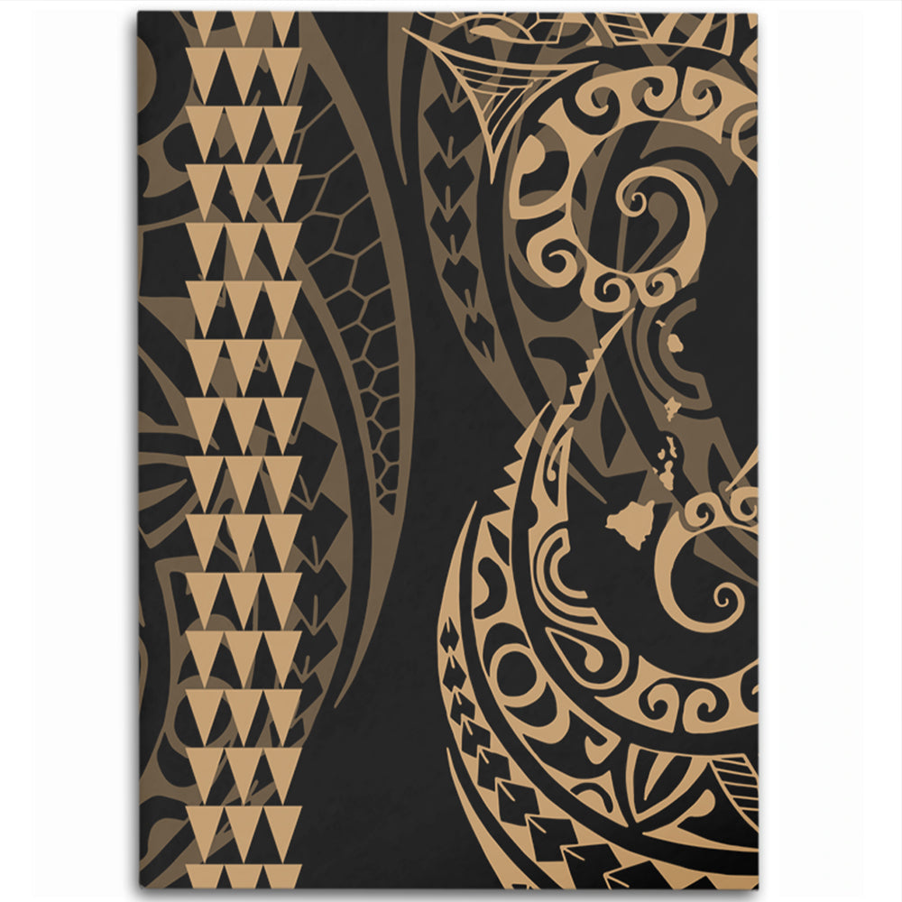Hawaii Area Rug Hawaiian Map Kakau Style Gold-Myprintsy