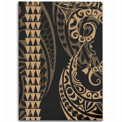 Hawaii Area Rug Hawaiian Map Kakau Style Gold-Myprintsy