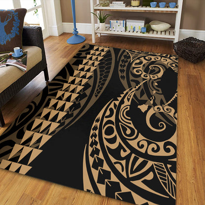 Hawaii Area Rug Hawaiian Map Kakau Style Gold-Myprintsy