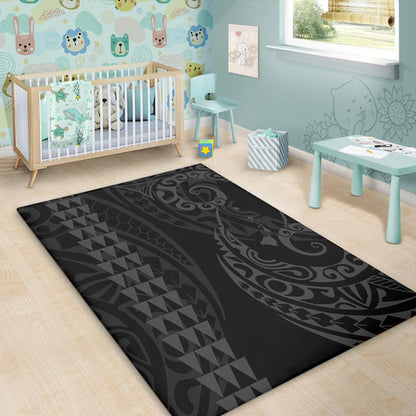 Hawaii Area Rug Hawaiian Map Kakau Style Gray-Myprintsy