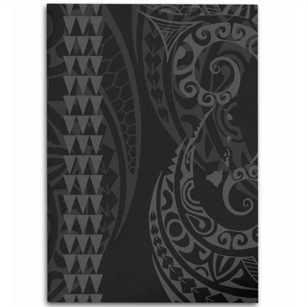 Hawaii Area Rug Hawaiian Map Kakau Style Gray-Myprintsy