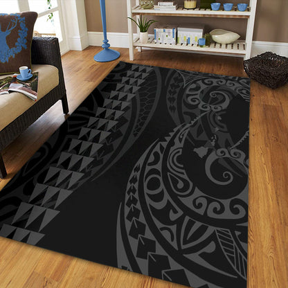 Hawaii Area Rug Hawaiian Map Kakau Style Gray-Myprintsy