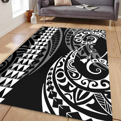 Hawaii Area Rug Hawaiian Map Kakau Style White-Myprintsy