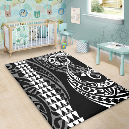 Hawaii Area Rug Hawaiian Map Kakau Style White-Myprintsy