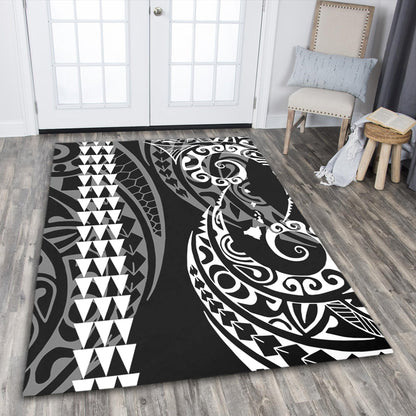 Hawaii Area Rug Hawaiian Map Kakau Style White-Myprintsy