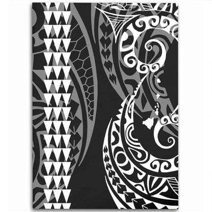 Hawaii Area Rug Hawaiian Map Kakau Style White-Myprintsy