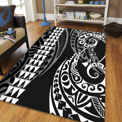 Hawaii Area Rug Hawaiian Map Kakau Style White-Myprintsy