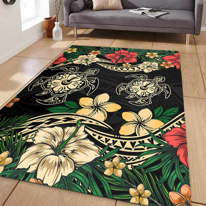 Hawaii Area Rug Hawaiian Map Turtle Drawing Tattoo-Myprintsy