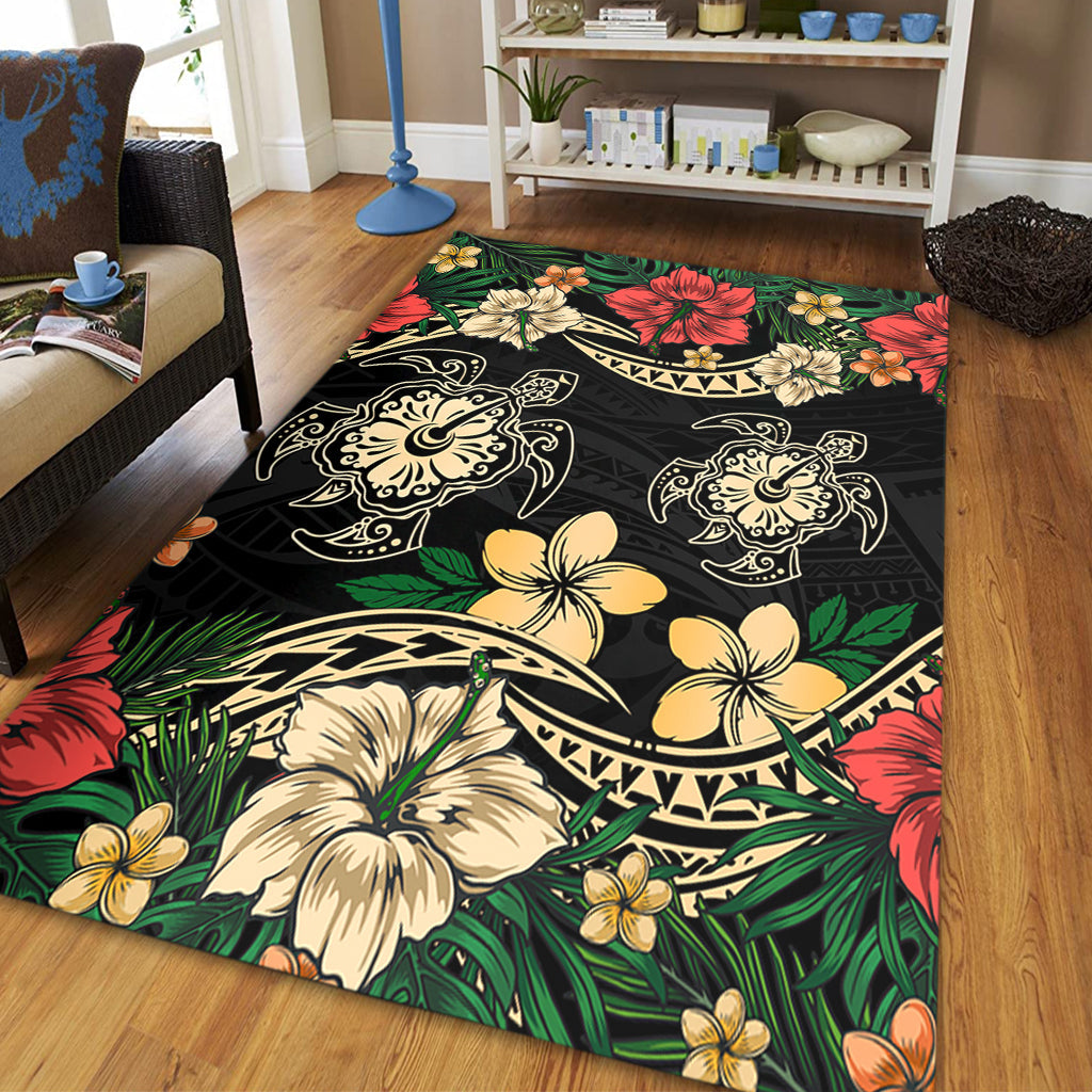Hawaii Area Rug Hawaiian Map Turtle Drawing Tattoo-Myprintsy