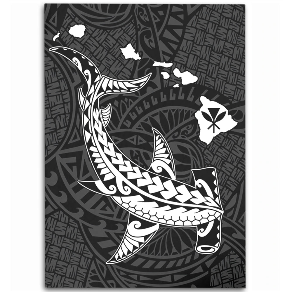 Hawaii Area Rug Hawaiian Native Map Hammerhead Shark White-Myprintsy