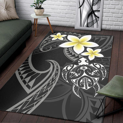 Hawaii Area Rug Hawaiian Turtle Honu Plumeria Tribal Tattoo-Myprintsy