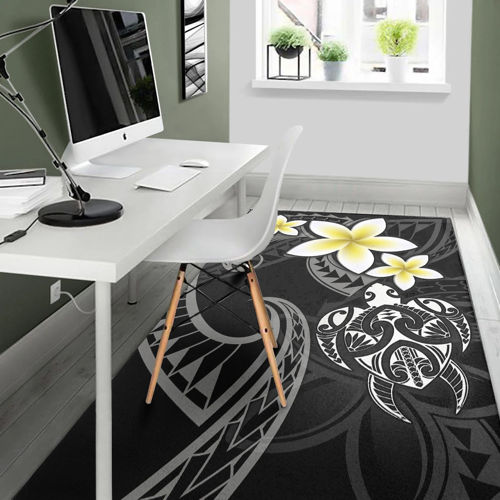 Hawaii Area Rug Hawaiian Turtle Honu Plumeria Tribal Tattoo-Myprintsy
