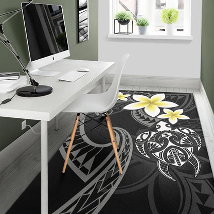Hawaii Area Rug Hawaiian Turtle Honu Plumeria Tribal Tattoo-Myprintsy