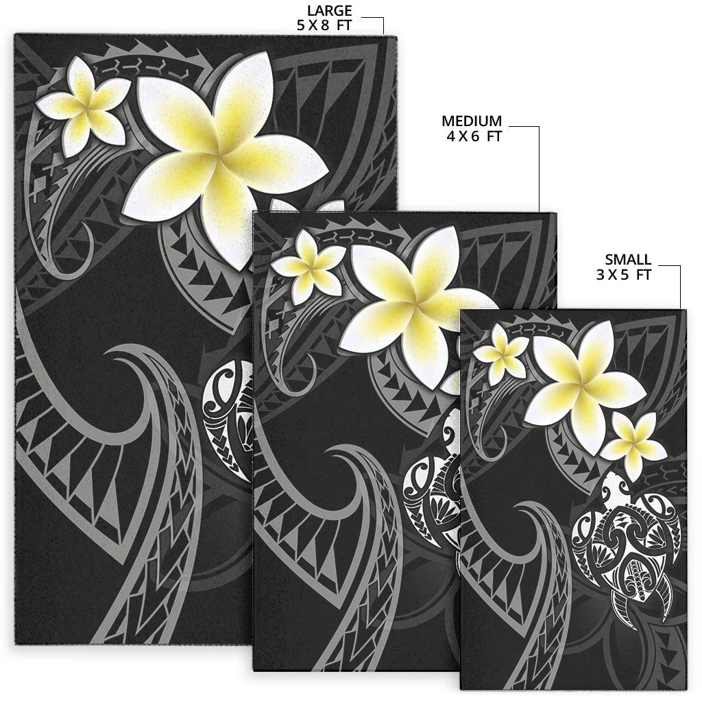 Hawaii Area Rug Hawaiian Turtle Honu Plumeria Tribal Tattoo-Myprintsy