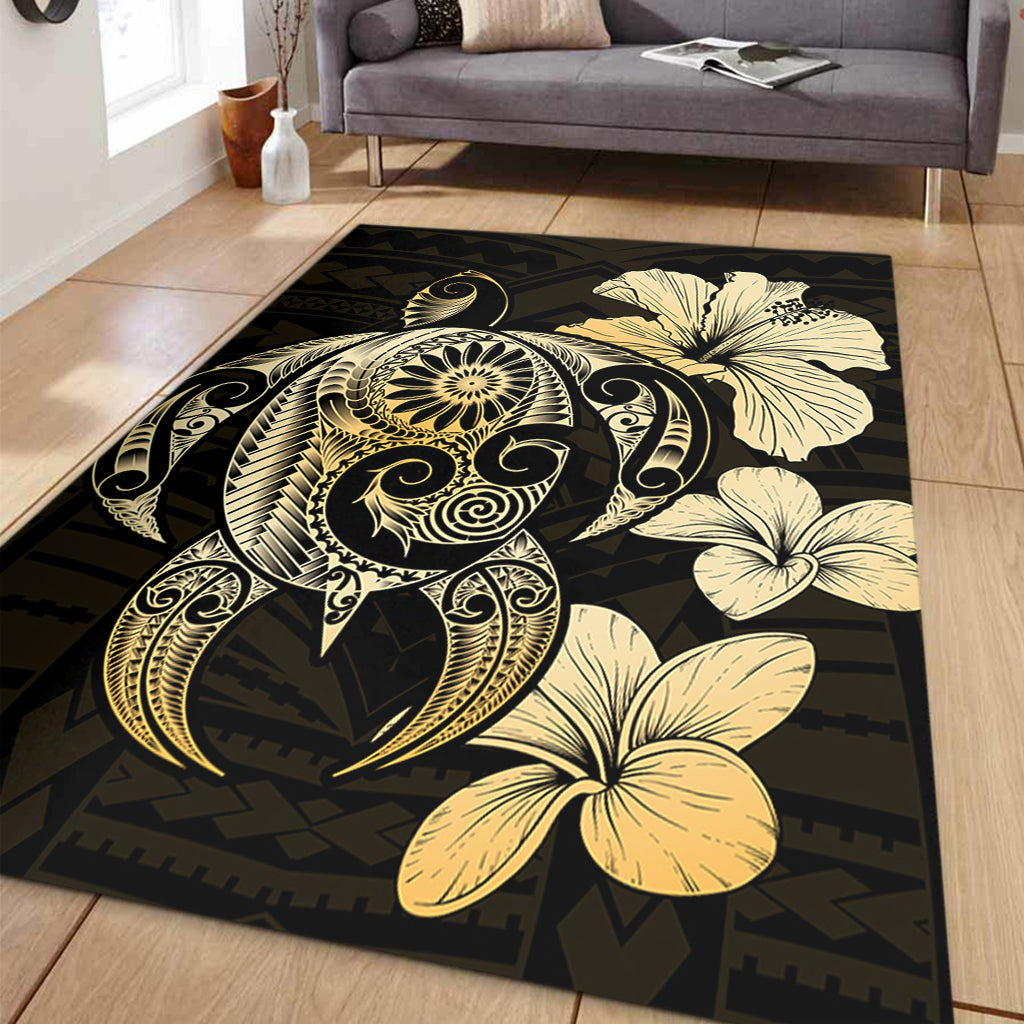Hawaii Area Rug Hibiscus Plumeria Mix Polynesian Turtle-Myprintsy
